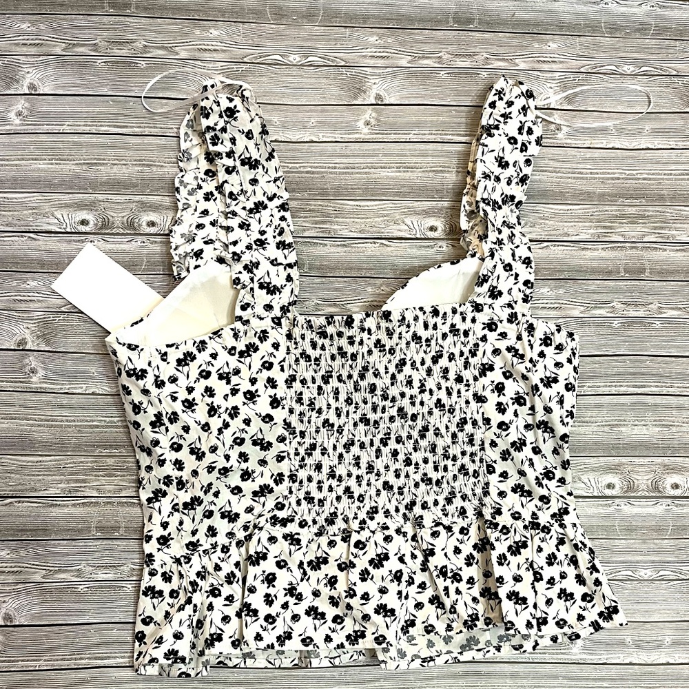 NWT Meraki Black & White Floral Crop Top Size Large - Picture 2 of 5